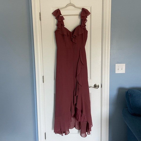 Revelry Scarlet Chiffon Ruffle Maxi Dress 29584 - Picture 2 of 16